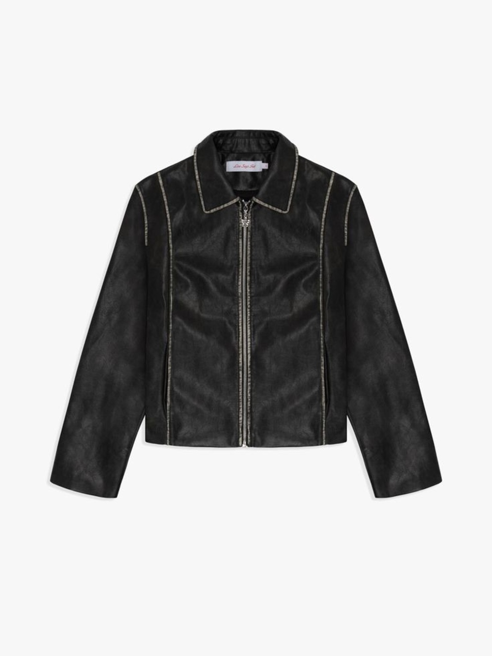 Lisa Says Gah Shyla Faux Leather Jacket in Washed Black Large